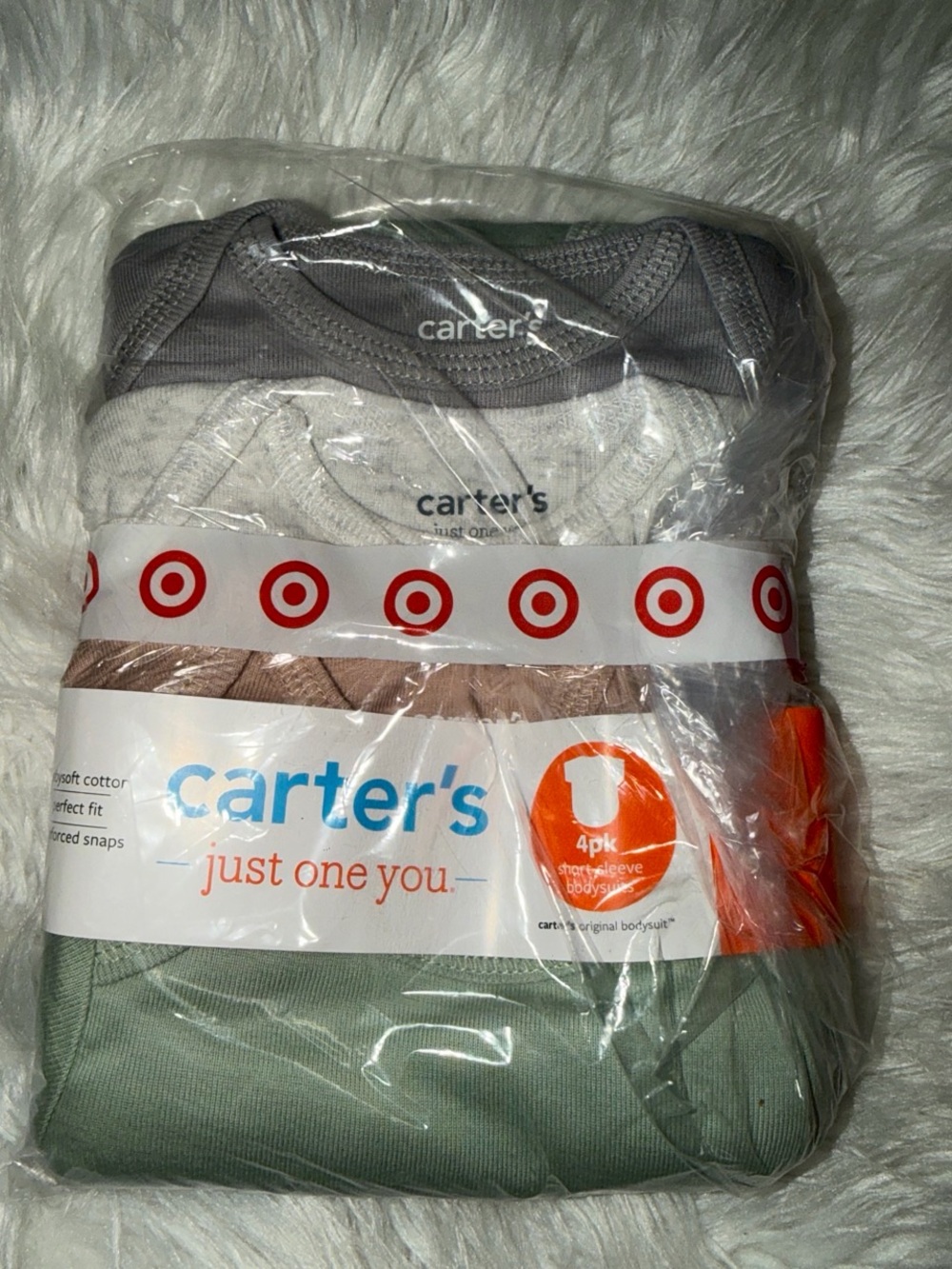 Carter's Baby 3-Pack Bodysuits in Sage, Gray, and Heather